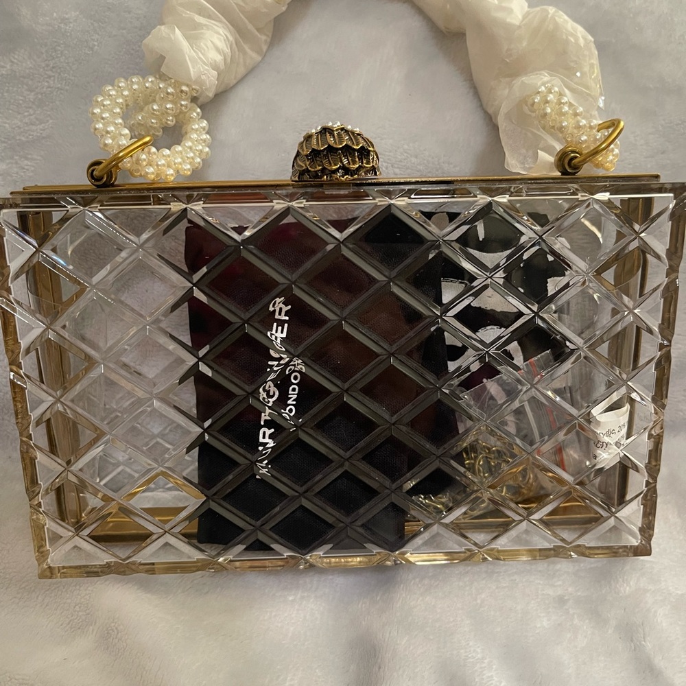Kurt Geiger Clear Acrylic Clutch Bag with Pearl Handle - Picture 10 of 13